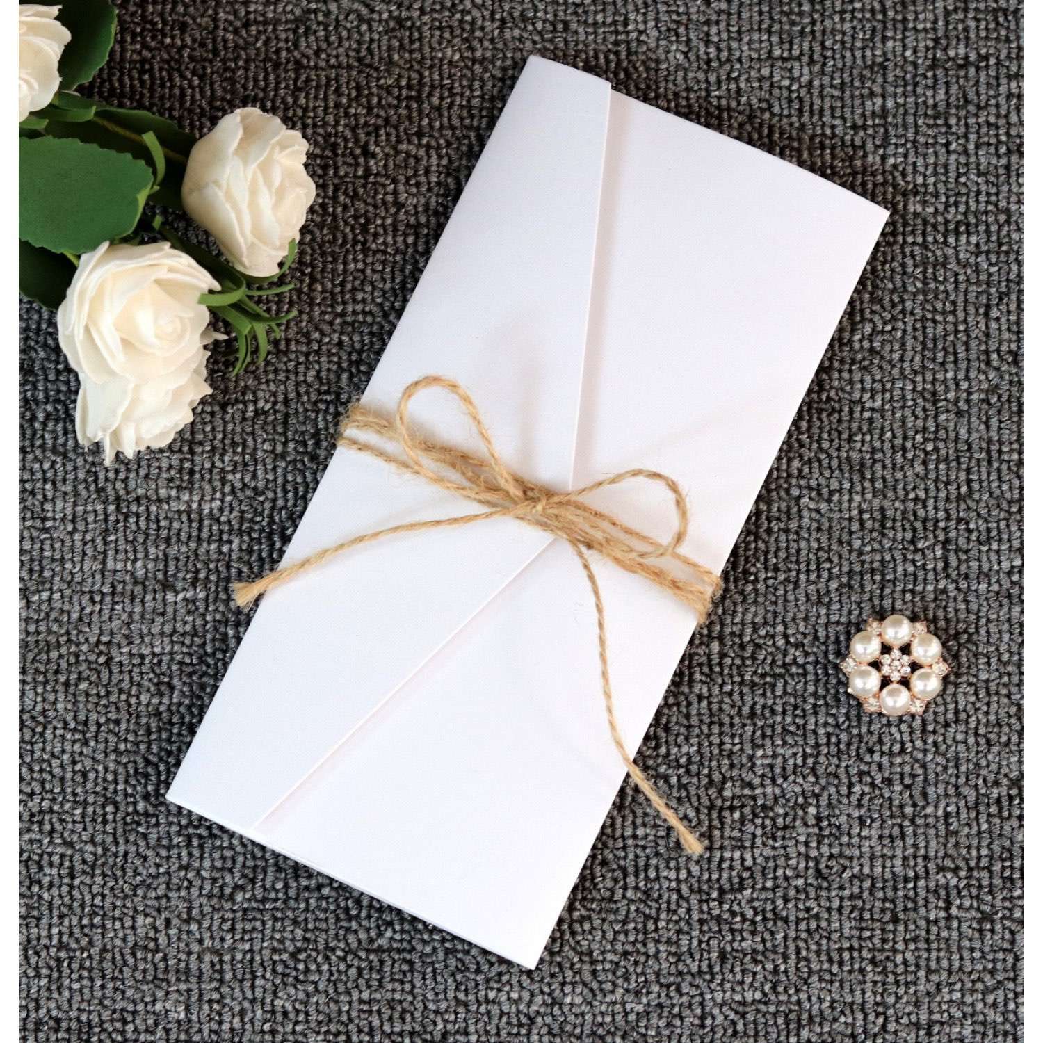 Pocket Invitation With Envelope Holiday Greeting Card With Hemp Rope